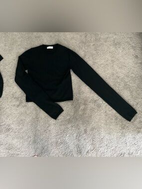 Eterne Black Crewneck Cropped Sweater-LIGHTWEIGHT CASHMERE